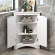 White Triangle Bathroom Storage Cabinet with Adjustable Shelves, Freestanding Floor Cabinet for Home Kitchen