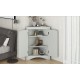 Grey Triangle Bathroom Storage Cabinet with Adjustable Shelves, Freestanding Floor Cabinet for Home Kitchen