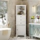 White Triangle Tall Cabinet with 3 Drawers and Adjustable Shelves for Bathroom, Kitchen or Living Room, MDF Board with Painted Finish