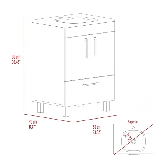 Clifton 2-Door Rectangle Single Bathroom Vanity White