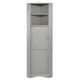 Tall Bathroom Corner Cabinet, Freestanding Storage Cabinet with Doors and Adjustable Shelves, MDF Board, Gray