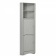 Tall Bathroom Corner Cabinet, Freestanding Storage Cabinet with Doors and Adjustable Shelves, MDF Board, Gray