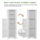 Tall Bathroom Corner Cabinet, Freestanding Storage Cabinet with Doors and Adjustable Shelves, MDF Board, White