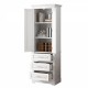 Tall Storage Cabinet with Three Drawers for Bathroom/Office, White