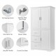 Tall and Wide Storage Cabinet with Doors for Bathroom/Office, Three Drawers, White