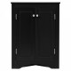 Black Triangle Bathroom Storage Cabinet with Adjustable Shelves, Freestanding Floor Cabinet for Home Kitchen