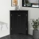 Black Triangle Bathroom Storage Cabinet with Adjustable Shelves, Freestanding Floor Cabinet for Home Kitchen