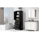 Storage Cabinet with 2 Doors and 4 Drawers for Bathroom, Office, Adjustable Shelf, MDF Board with Painted Finish, Black