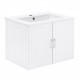 24 Inch Floating Wall Mounted Bathroom Vanity with White Porcelain Sink and Soft Close Doors