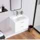 24 Inch floating wall mounted bathroom vanity with white ceramic sink and drawer storage