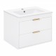 24 Inch floating wall mounted bathroom vanity with white ceramic sink and drawer storage