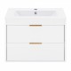 24 Inch floating wall mounted bathroom vanity with white ceramic sink and drawer storage