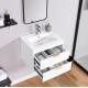 24 Inch floating wall mounted bathroom vanity with white ceramic sink and drawer storage