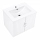 24 Inch Floating Wall Mounted Bathroom Vanity with White Porcelain Sink and Soft Close Doors