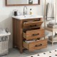 24'' Bathroom Vanity with Ceramic Basin Sink, Modern Bathroom Storage Cabinet with 3 Drawers, Freestanding Bathroom Vanity Cabinet with Single Sink