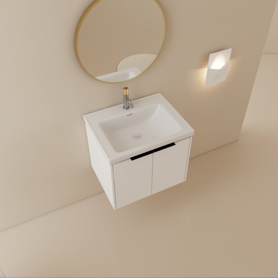 24 Inch Soft Close Doors Bathroom Vanity With Sink, Suitable For Small Bathroom