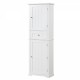 Tall Bathroom Storage Cabinet, Freestanding Storage Cabinet with Drawer and Adjustable Shelf, MDF Board with Painted Finish, White