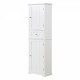 Tall Bathroom Storage Cabinet, Freestanding Storage Cabinet with Drawer and Adjustable Shelf, MDF Board with Painted Finish, White