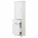 Tall Bathroom Storage Cabinet, Freestanding Storage Cabinet with Two Different Size Drawers and Adjustable Shelf, MDF Board with Painted Finish, White