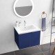 24 Inch Floating Wall Mounted Bathroom Vanity with White Porcelain Sink and Soft Close Doors