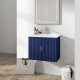 24 Inch Floating Wall Mounted Bathroom Vanity with White Porcelain Sink and Soft Close Doors