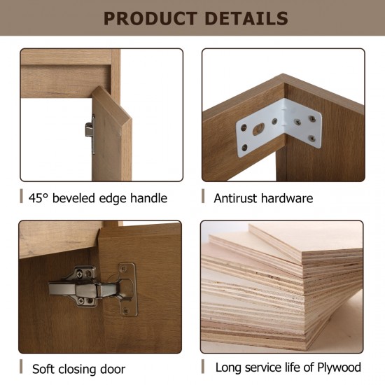 Soft Close Doors Bathroom Vanity With Sink,16 Inch  For Small Bathroom