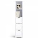 Bathroom Tall Storage Cabinet, Slim Free Standing Cabinet with 3 Drawers and 2 Shelves,Floor Cabinet for Small Space, 11.8