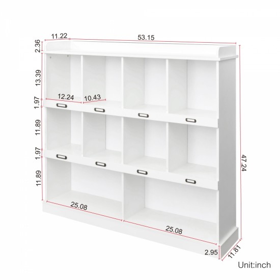 Cubbyhole storage, 10-shelf Bookcase