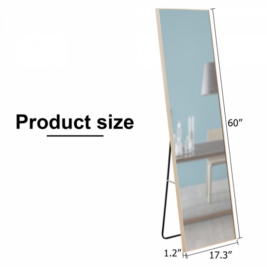 The3rd generation packaging upgrade includes a light oak solid wood frame full length mirror, dressing mirror, bedroom entrance, decorative mirror, clothing store, and floor mounted mirror. 60 Inch *17.3 Inch