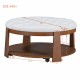 Modern Large Round Ottoman Coffee Table 2-Tier Oversized Button Tufted Ottoman with Wood Shelf Storage Upholstered Coffee Table for Living Room Footrest Ottoman with wheel, waterproof Linen