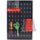 Pegboard Wall Organizer, 4ft Metal Garage Pegboard Tool Organizer w/3 Pegboards, Drill Bit Rack, Wrench Rack, Hooks Accessories, Wall-Mounted Tool Storage Pegboard for Workshop Warehouse, Black