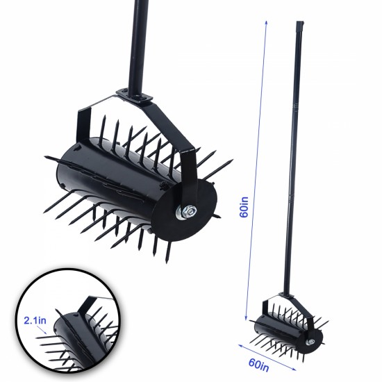 Rolling manual lawn aerator, Home aerator lawn tool pusher, 58-inch handle push lawn aerator for lawns, yards and gardens