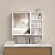 Modern 32x28inches bathroom cabinets, medicine cabinets with mirrors and LED lights, bathroom lockers with multilevel storage compartments and towel rails