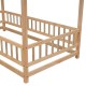 Twin Size Floor Wooden Bed with House Roof Frame, Fence Guardrails,(Old SKU:W504105240)