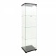 LED lights  Glass Display Cabinet 4 Shelves with Door, Floor Standing Curio Bookshelf for Living Room Bedroom Office, 64.7 Inch*16.7 Inch*14.3 Inch, Black