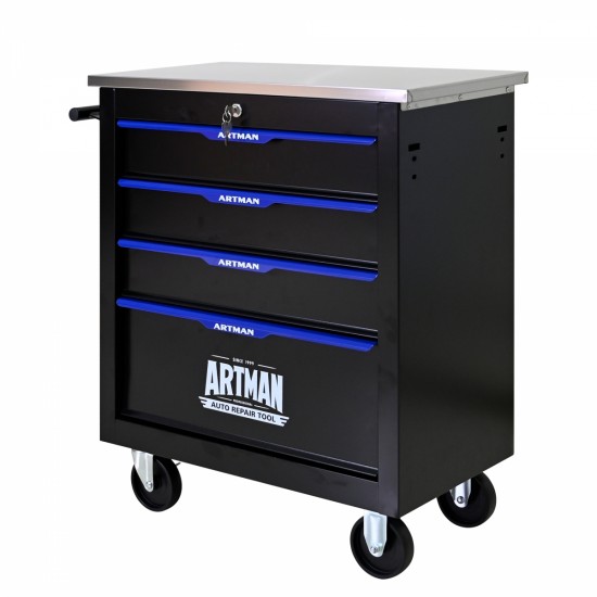 4 DRAWERS MULTIFUNCTIONAL TOOL CART WITH WHEELS-BLACK