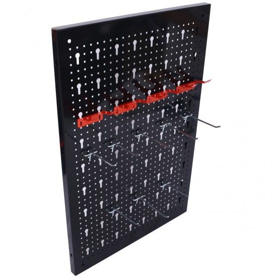 Pegboard Wall Organizer, 4ft Metal Garage Pegboard Tool Organizer w/3 Pegboards, Drill Bit Rack, Wrench Rack, Hooks Accessories, Wall-Mounted Tool Storage Pegboard for Workshop Warehouse, Black