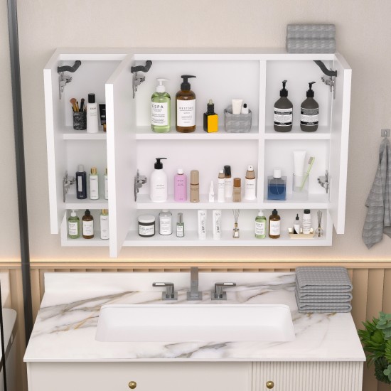 Modern 39x28 inches bathroom cabinets, medicine cabinets with mirrors and LED lights, bathroom storage cabinet with multilevel storage compartments