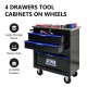 4 DRAWERS MULTIFUNCTIONAL TOOL CART WITH WHEELS-BLACK