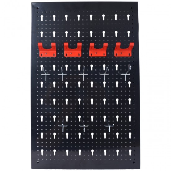 Pegboard Wall Organizer, 4ft Metal Garage Pegboard Tool Organizer w/3 Pegboards, Drill Bit Rack, Wrench Rack, Hooks Accessories, Wall-Mounted Tool Storage Pegboard for Workshop Warehouse, Black