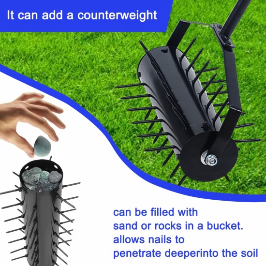 Rolling manual lawn aerator, Home aerator lawn tool pusher, 58-inch handle push lawn aerator for lawns, yards and gardens