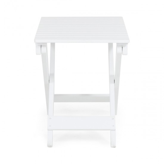 Outdoor Folding Wooden Side Table, White, 15