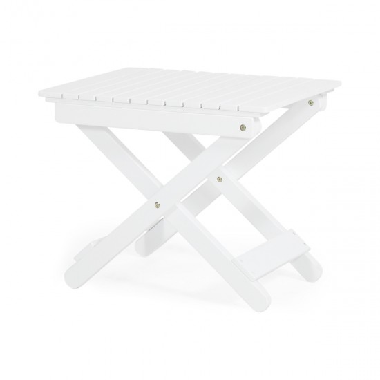 Outdoor Folding Wooden Side Table, White, 15