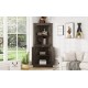 Tall Corner Cabinet with Doors for living room, bathroom,Dining Room or Kitchen,color:Dark walnut