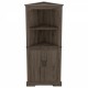 Tall Corner Cabinet with Doors for living room, bathroom,Dining Room or Kitchen,color:Dark walnut