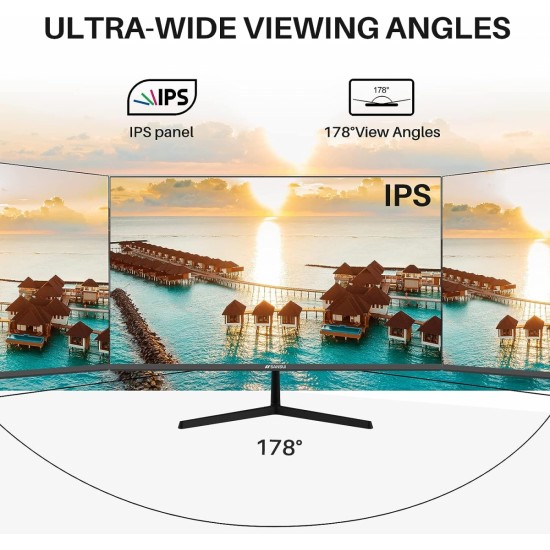 Sansui Monitor 24 inch FHD PC Monitor with USB Type-C, Built-in Speakers Earphone, Ultra-Slim Ergonomic Tilt Eye Care 75Hz with HDMI VGA for Home Office (ES-24F1 Type-C Cable & HDMI Cable Included)