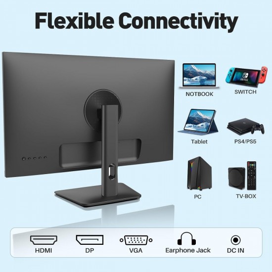 Sansui Monitor 24 inch IPS FHD 1080P 75HZ HDR10 Computer Monitor with HDMI,VGA,DP Ports Frameless/Eye Care/Ergonomic Tilt/Speakers Built-in(ES-24X5A HDMI Cable Included)