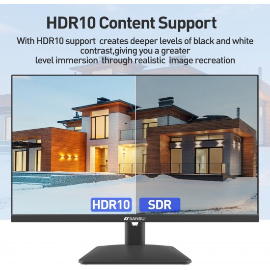 Sansui Monitor 24 inch IPS FHD 1080P 75HZ HDR10 Computer Monitor with HDMI,VGA,DP Ports Frameless/Eye Care/Ergonomic Tilt/Speakers Built-in(ES-24X5A HDMI Cable Included)