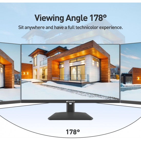 Sansui Monitor 24 inch IPS FHD 1080P 75HZ HDR10 Computer Monitor with HDMI,VGA,DP Ports Frameless/Eye Care/Ergonomic Tilt/Speakers Built-in(ES-24X5A HDMI Cable Included)