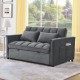 Sleeper Sofa, Convertible Sofa, Recliner, Bed, 3-in-1, 3-Position Adjustable Backrest, 2-Seater Sectional, Two Side Pockets, 2 Pillows for Living Room, Apartment, etc., Velvet Beige 54 Inch Wide.